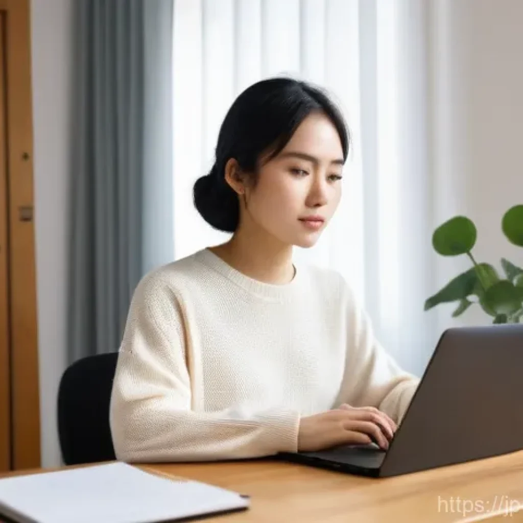 영상콘텐츠 제작 시 주의할 점과 실패 사례 - The Reflective Creator at Her Desk**
A young Japanese female content creator, in her early twenties...