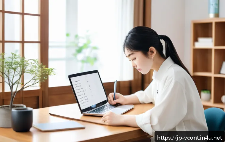 영상콘텐츠 전문가가 추천하는 자기개발 방법 - A modern Japanese study room with a young Japanese adult focused on efficient goal setting, sitting ...